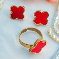Stainless Steel Clover Red Set