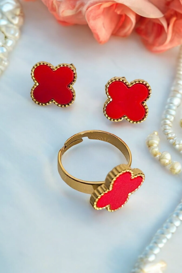 Stainless Steel Clover Red Set