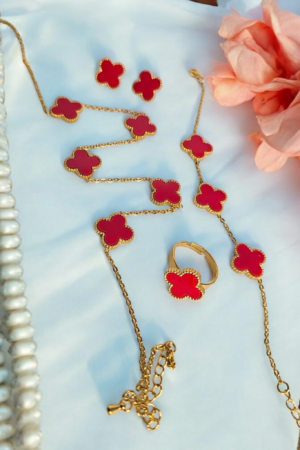 Stainless Steel Clover Red Set