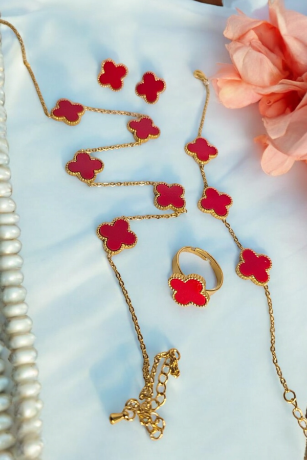 Stainless Steel Clover Red Set