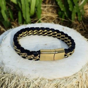 Magnetic Leather Bracelet Gold