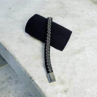 Magnetic Leather Bracelet Silver